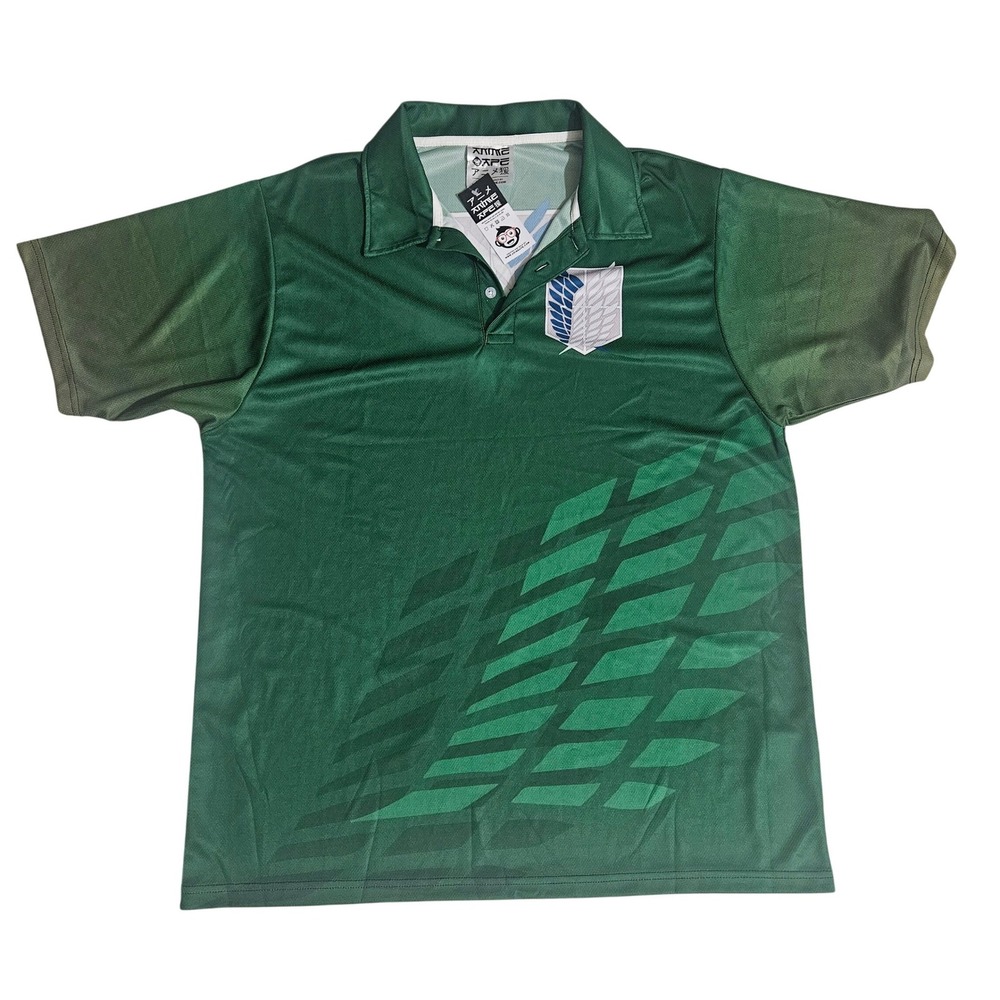 Attack on Titan Survey Corps Green Polo Jersey  XL GarmentOne Wings of Freedom